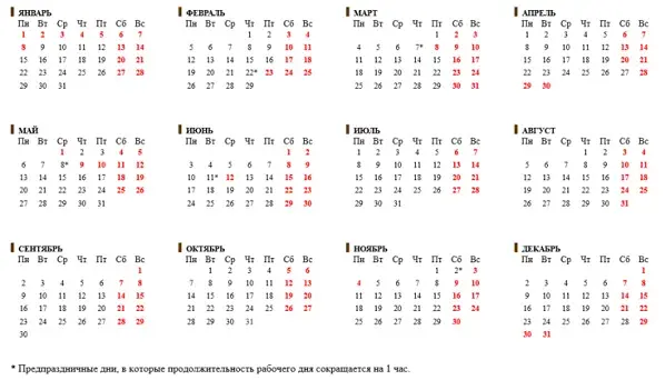 Календарь на 2024 год с праздниками и выходными