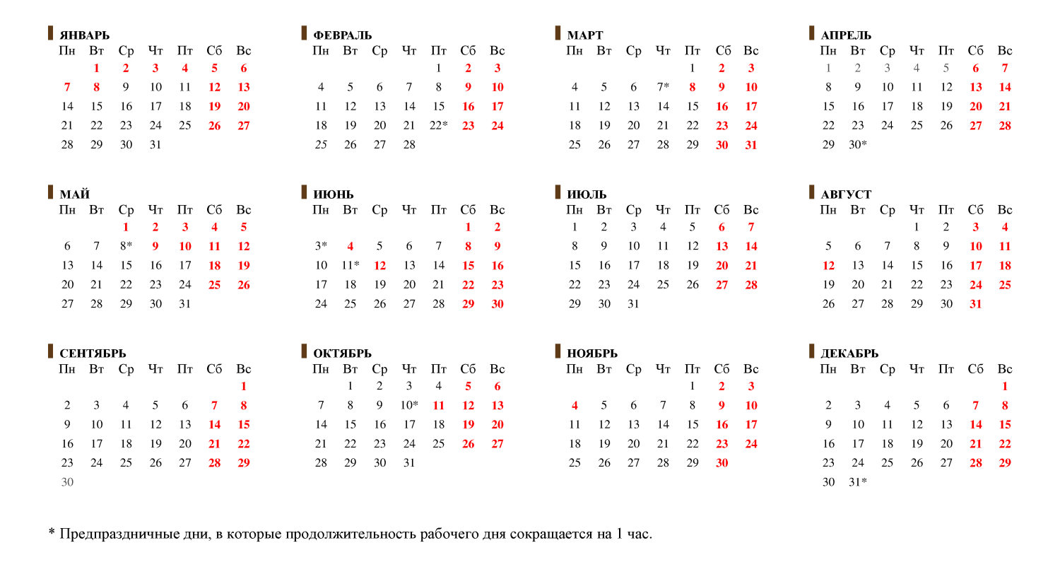 Производственный календарь Башкирии на 2019 год