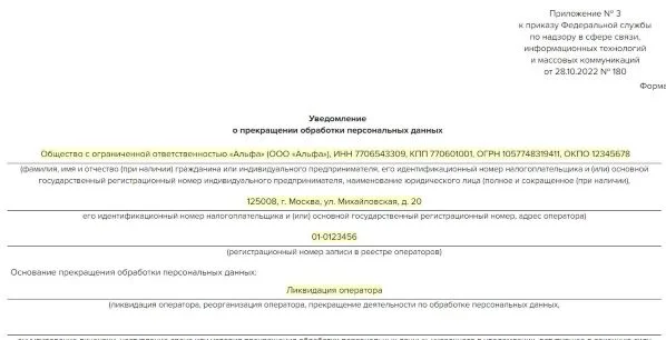 Уведомление в Роскомнадзор об обработке персональных данных в 2024 году: образец, сроки подачи